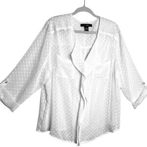 89th & Madison Women's White Sheer Blouse Short Sleeve Size 1X
